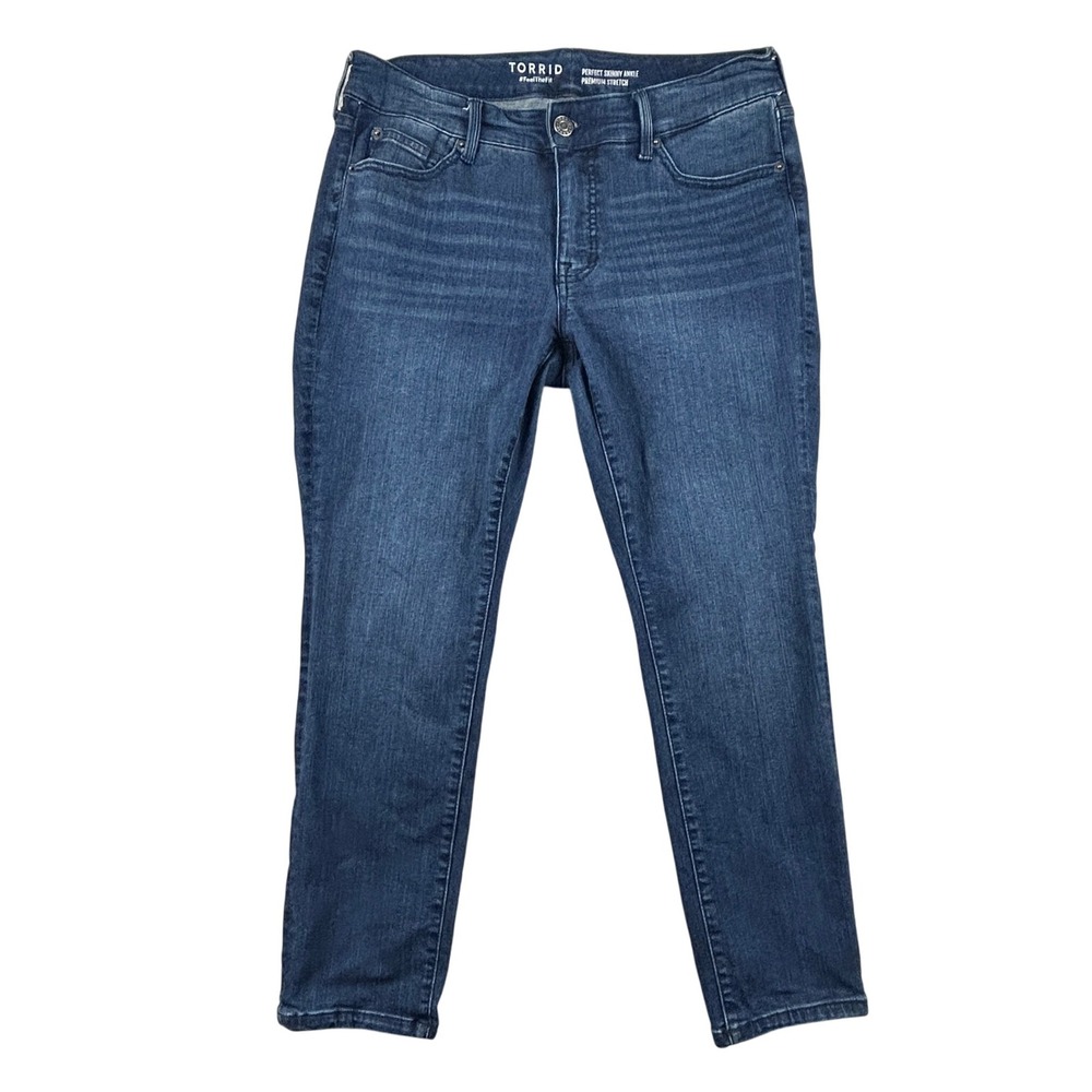 Torrid Jeans Women 10R Perfect Skinny Ankle Mid Rise Premium Stretch Dark Wash